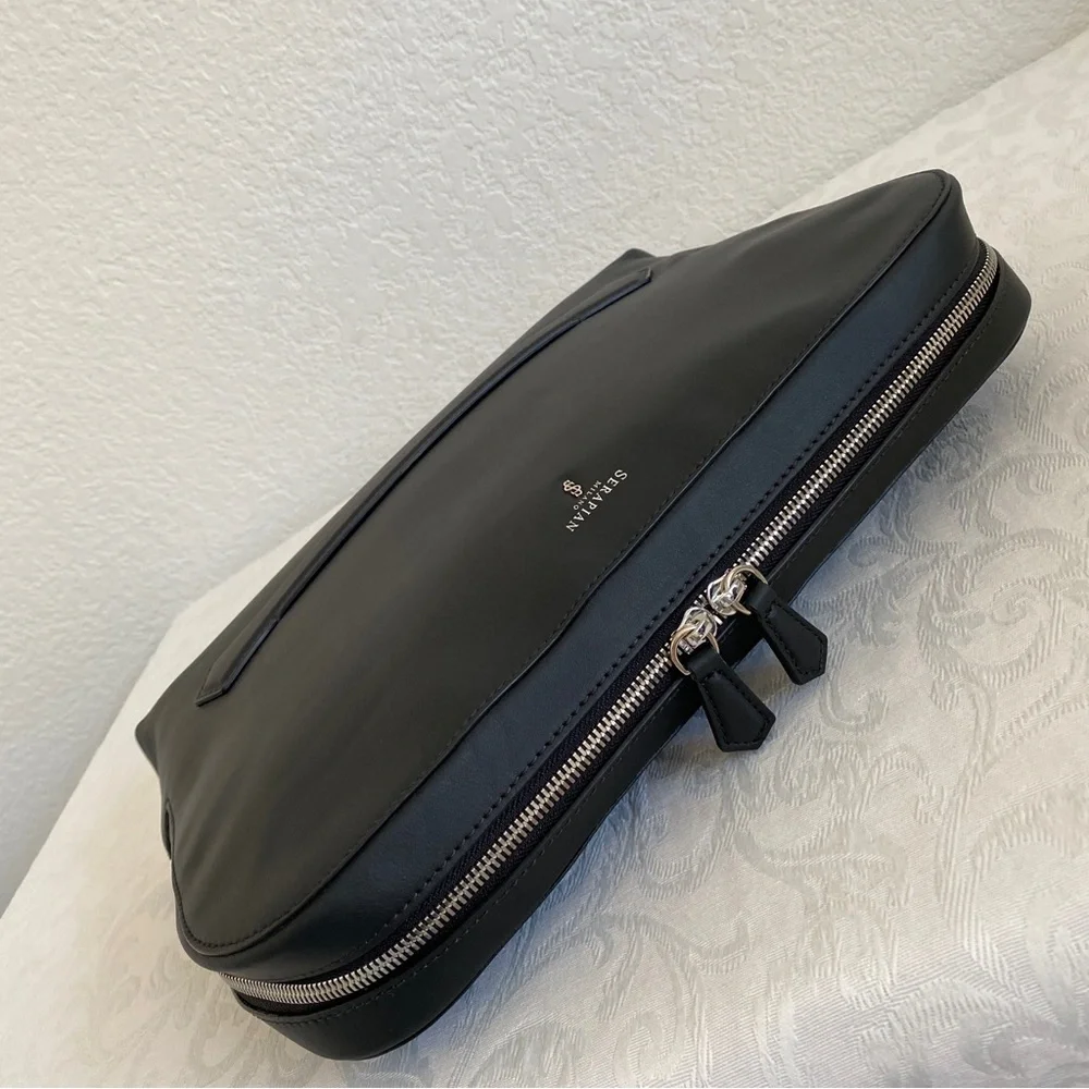 Serapian black Leather Document laptop Case